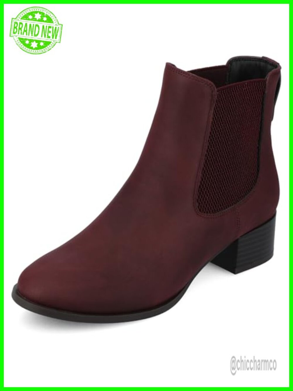 Chelsea Ankle Booties Faux Leather Comfort Insole Round Toe Block Heel